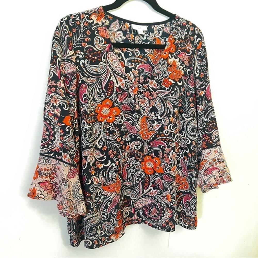 J. Jill Orange and Pink Blouse Vibrant and Chic